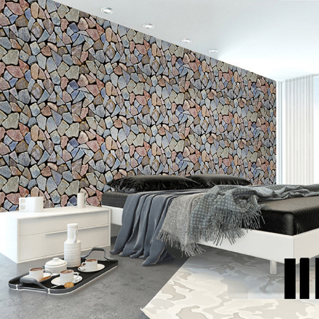 akadeco SA-1025 Classic Decorative Stone Pattern Wallpaper