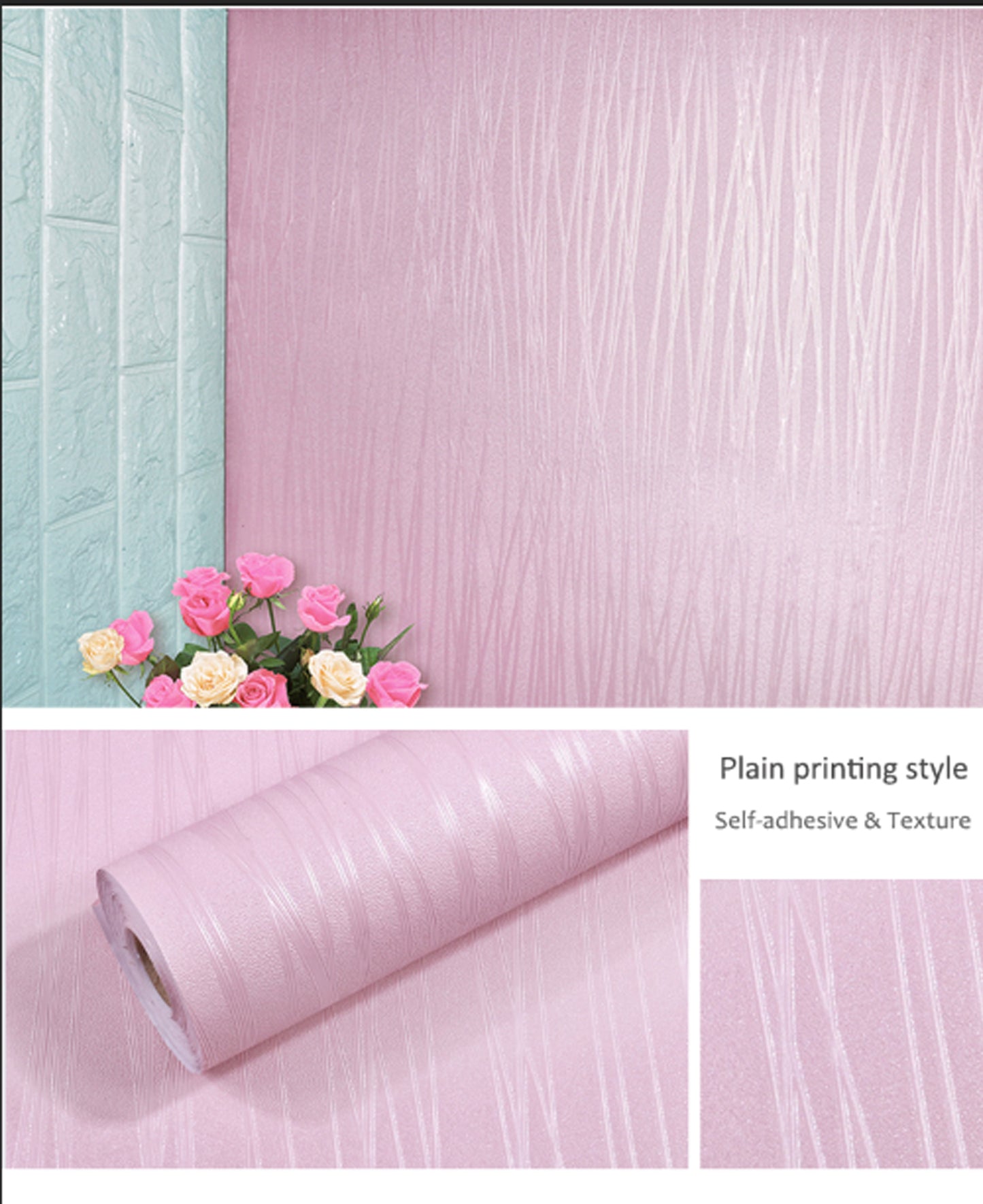 Pink Texture pvc wallpaper (1 roll size - 330X45cm)