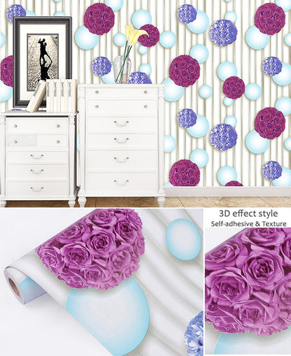 3D Effect Style Multishaded Floral Collection Self Adhesive Classics PVC Vinyl Waterproof wallpaper