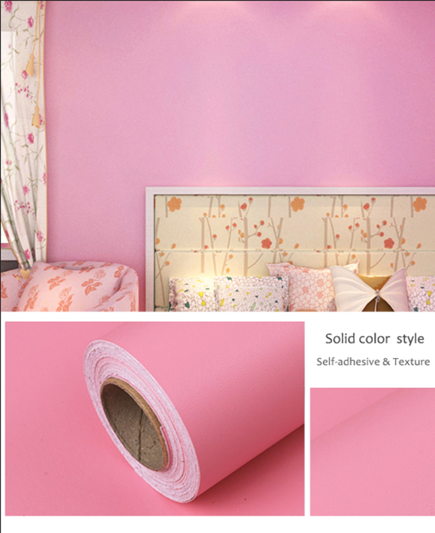 Solid Dark Baby Pink Classics PVC Vinyl Waterproof wallpaper