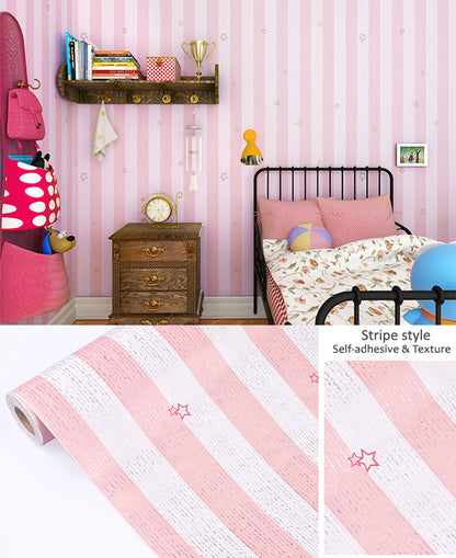 Pink White Combination With Stripe Pattern Self Adhesive Decorative wallpaper