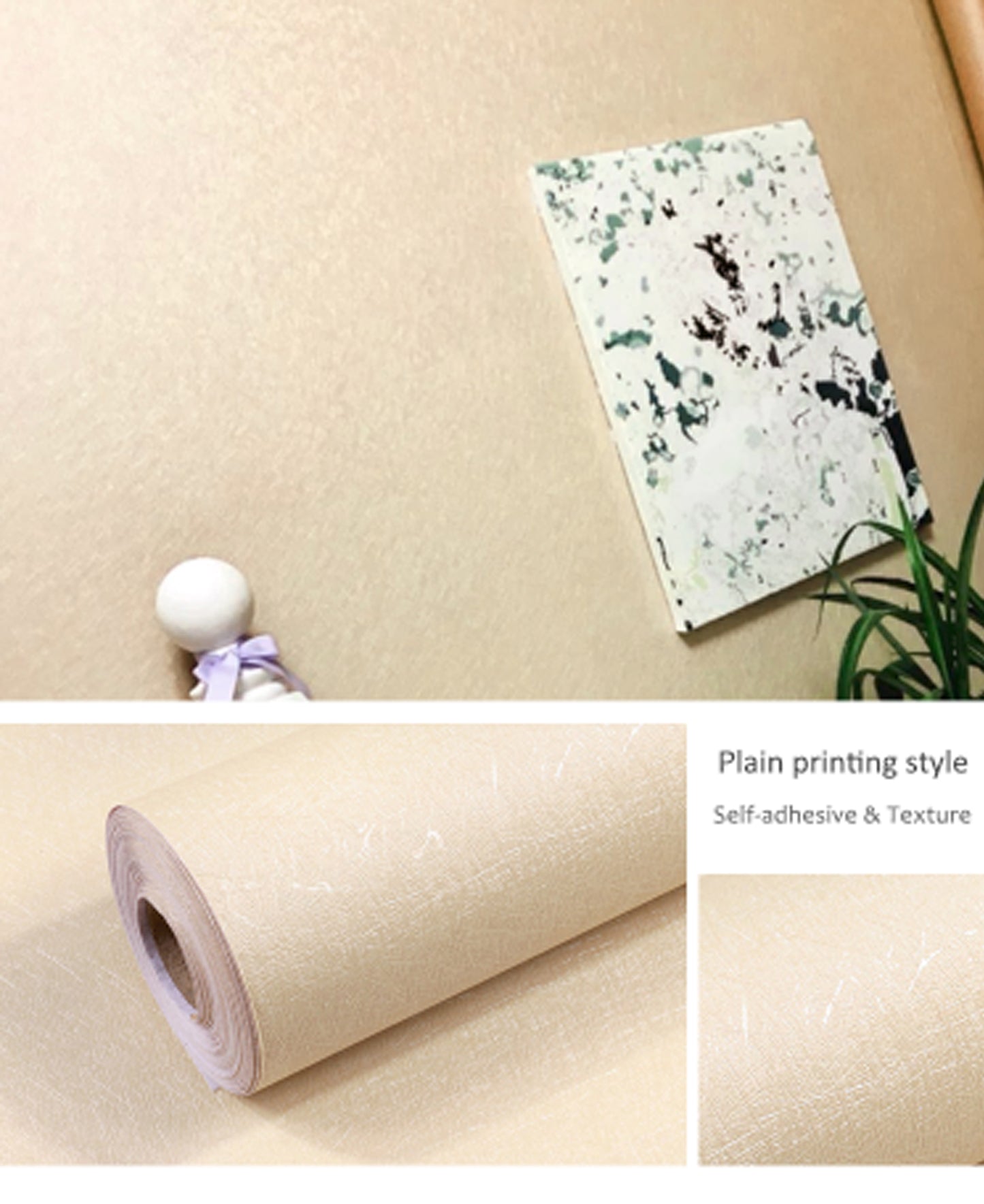 Beige Texture pvc wallpaper (1 roll size - 330X45cm)