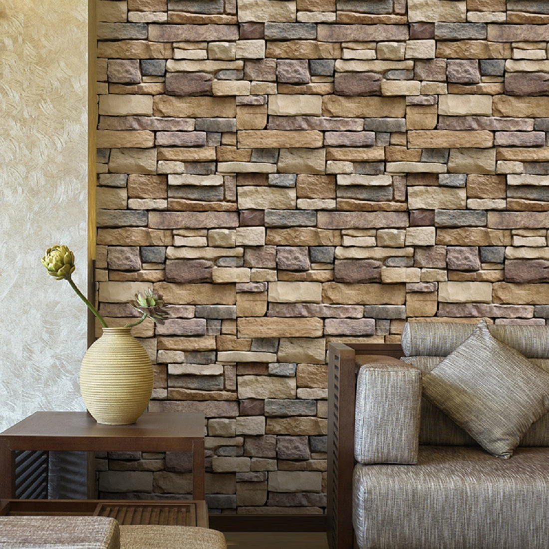 akadeco SA-1007 Brown Texture Touch Classic Wallpaper